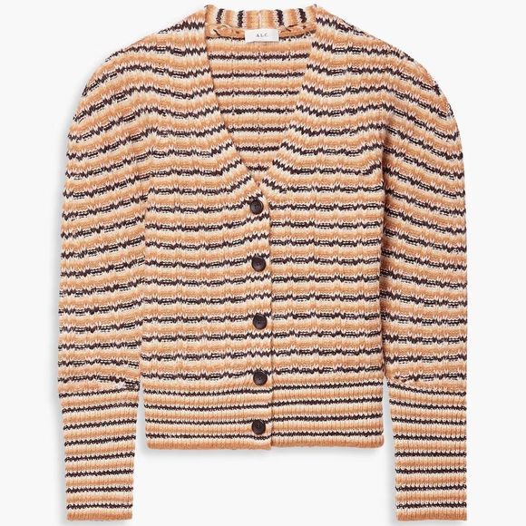 A.L.C. Rebekah striped ribbed wool-blend cardigan - Picture 1 of 16